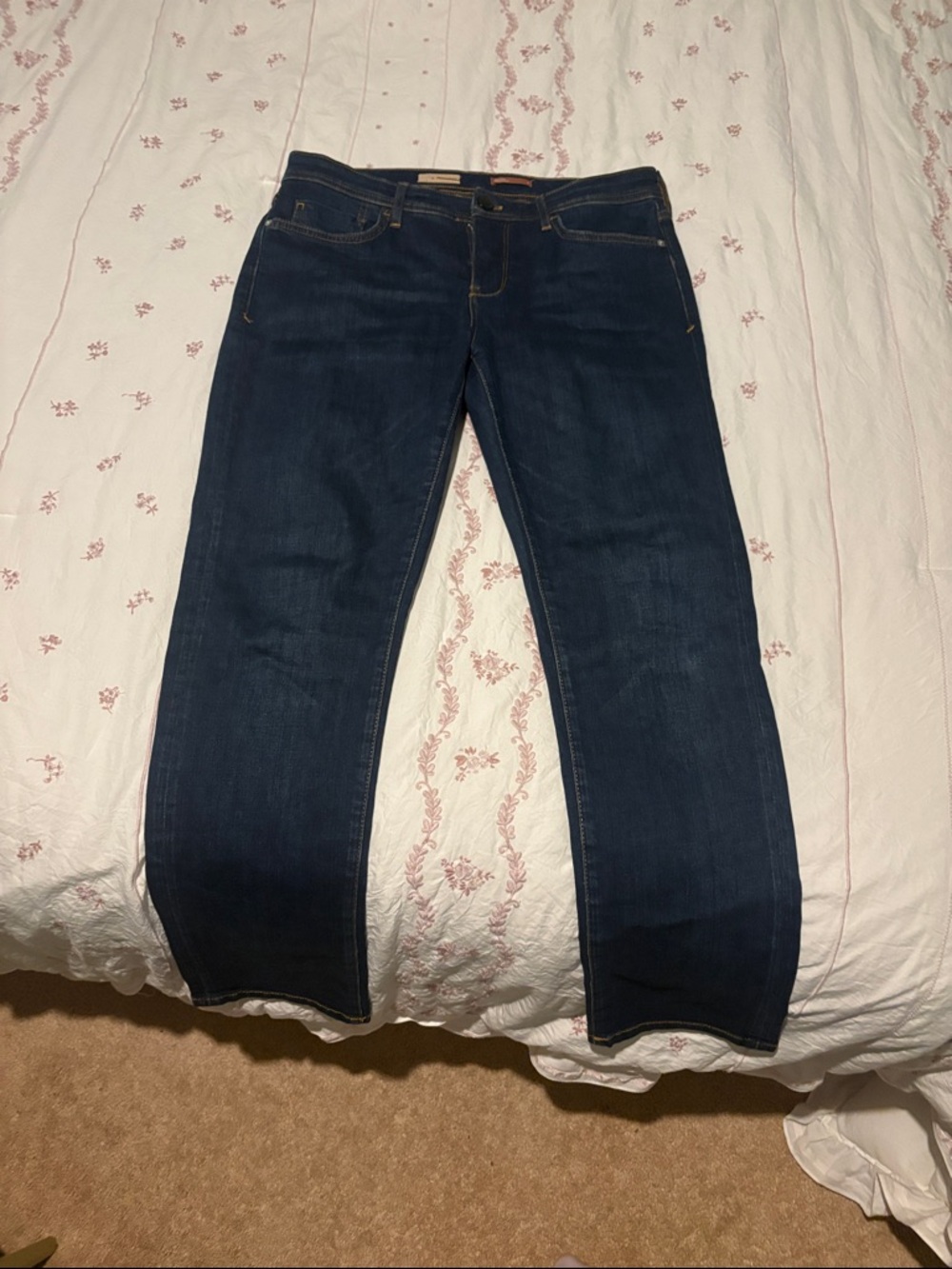 Anthropologie Dark Indigo Straight-Leg Jeans